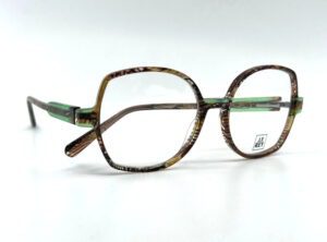 Lunette Jean François Rey, JF1524 monture femme oversize écaille et vert, chez Optique Place des Fêtes opticien à Paris 19