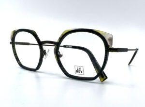 Lunette Jean François Rey, JF2995 monture femme oversize noire avec décroché coloré, chez Optique Place des Fêtes opticien à Paris 19