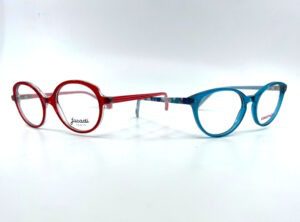 Duo de lunettes enfants Jacadi et Catimini rouge ou bleu transparente chez Optique Place des Fêtes opticien Paris 19