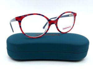 Lunettes Catimini à motif rouge et bleu pour jeune fille chez Optique Place des Fêtes opticien Paris 19