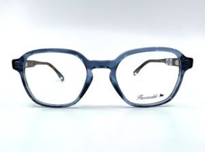 Lunettes Façonnable pour enfants forme carrée bleu transparent chez Optique Place des Fêtes opticien Paris 19