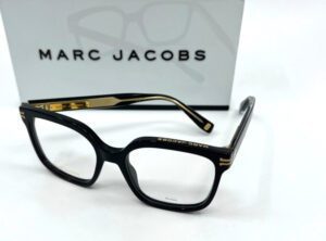 Lunettes de vue Marc Jacobs carrée en acétate noire avec logo or