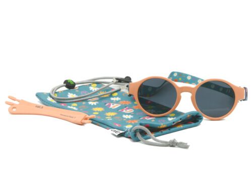 Lunettes de soleil enfant Boutchou Ptilou corail peace and love Kit complet