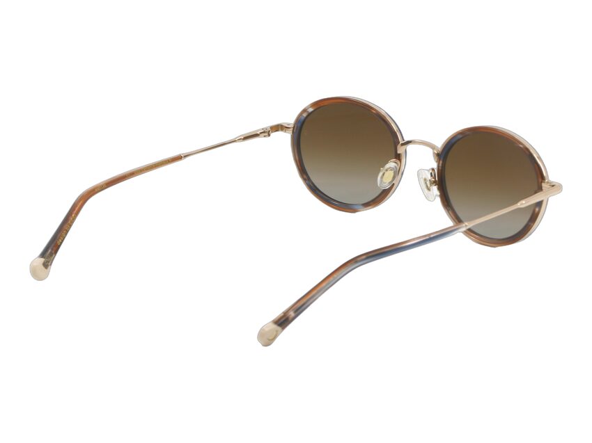 Lunettes de soleil Clemence et Margaux La sable Ecaille bleu rose gold CMS21901N Vue biais arriere