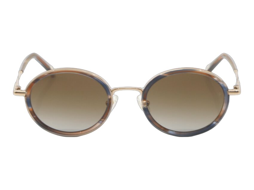 Lunettes de soleil Clemence et Margaux La sable Ecaille bleu rose gold CMS21901N Vue de face